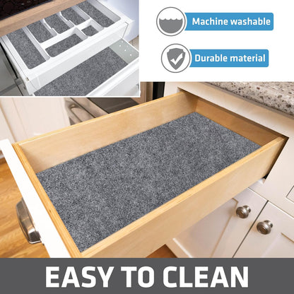 Drymate Premium Luxury Shelf & Drawer Liner, Thick Cushioned Fabric, Non-Adhesive, Absorbent, Waterproof, Slip-Resistant, Liners for Kitchen Cabinets (USA Made)(11”x36”)(2-Pack)(Light Grey Ridged)