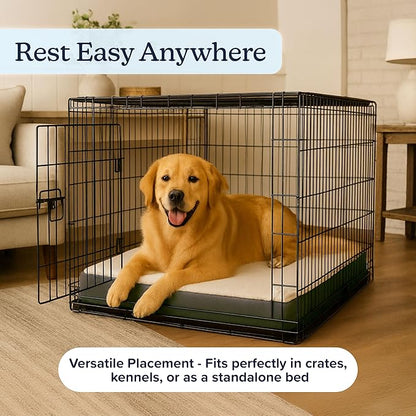 Orthopedic Dog Bed - 2-Layer 36x27-Inch Memory Foam Pet Mattress with Machine-Washable Sherpa Cover for Large Dogs up to 65lbs by PETMAKER (Gray)