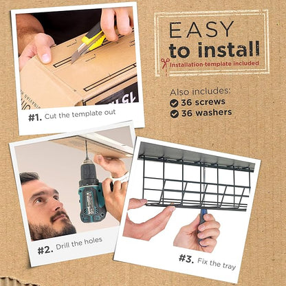 Under Desk Cable Tray, Cord Organizer