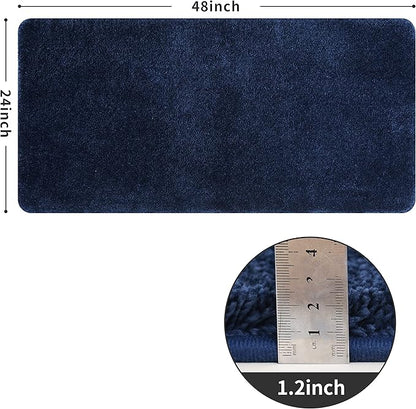 COSY HOMEER Bath Rugs for Bathroom Extra Thick- Anti-Slip Bath Mats Soft Plush Yarn Shaggy 100% Strong Mirco Polyeste Mat Living Room Bedroom Mat Floor Water Absorbent(Navy,24x48 - Inches)