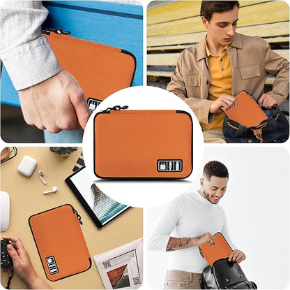 Electronics Organizer,Travel Cord Organizer Pouch, Portable Cable Organizer Bags,Travel Electronic Accessories Storage Case for Cables, Cords, Charger, Phone (Orange)