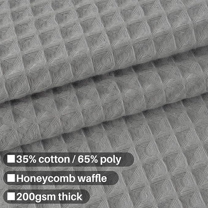 Barossa Design Long Shower Curtain 78" Height - Honeycomb Waffle Weave & Cotton Blend, Hotel Luxury & Spa, Heavy Weight Fabric, Washable - Lake Wanaka Gray, 72x78