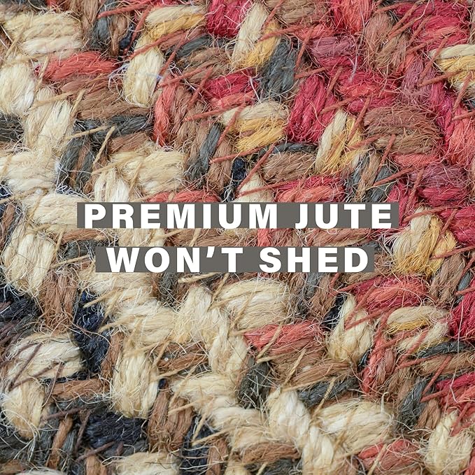 Homespice Chester Black and Red Braided Rugs 20x30 - Lodge and Cabin Style Jute Kitchen Rug