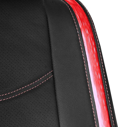 FH Group Full Set Faux Leather Car Seat Covers - Universal Fit, Low Back Front Seat Covers, Airbag Compatible, Split Bench Rear, Seat Cover for SUV, Sedan, Red
