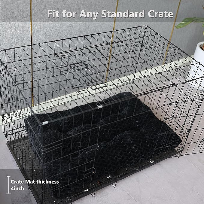 Necesitar Black Dog Crate Bed 36inch Crate Pads for Medium Large Dogs Washable Soft and Fluffy Kennel Pad with Anti-Slip Pillows Up to 70 lbs Pets,36 x 24 Black