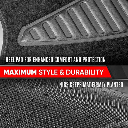 Motor Trend Waterproof Car Floor Mats Universal Fit Car Mats with Driver Heel Pad Leather Car Carpet Floor Mats for SUV Van Sedan Truck Anti-Slip Backing Carpet Mats Black and Gray