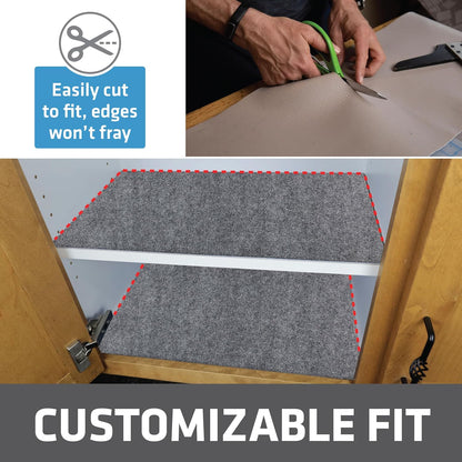 Drymate Premium Luxury Shelf & Drawer Liner, Thick Cushioned Fabric, Non-Adhesive, Absorbent, Waterproof, Slip-Resistant, Liners for Kitchen Cabinets (USA Made)(11”x36”)(2-Pack)(Light Grey Ridged)