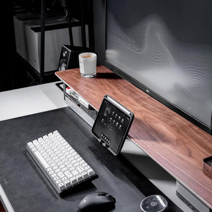 Raico Desk Cockpit Shelf Monitor Stand System Dual Screen Setup Wood Large Desk Accessory Organizer Unit (Walnut, Full Length v2 | 45.7 Inches)