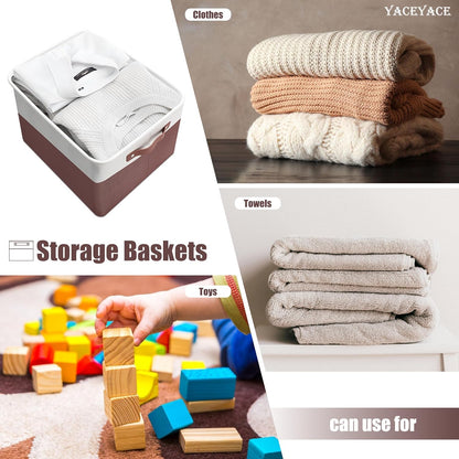 Storage Baskets for Shelves, 4 Pack Storage Bins for Cloth,Toy, Linen Fabric Foldable Basket with Handles, Home Organizing, Decorative