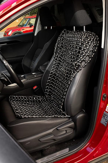 Zento Deals Bead Seat Cover Black Royal Wood Massage Cool Premium Comfort Cushion- Reduces Fatigue The Car or Truck or Your Office Chair