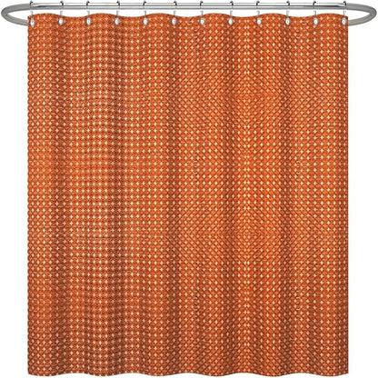 ggaimwf 72x84 Inch Solid Color Shower Curtain for Bathroom Waffle Bath Water Resistant Fabric Curtains Rust Modern Thick Shower Stall Curtain with Metal Hooks