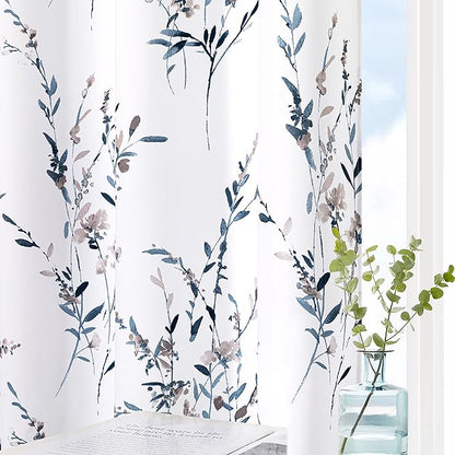 MYSKY HOME Curtains 72 inch Long Floral Curtains