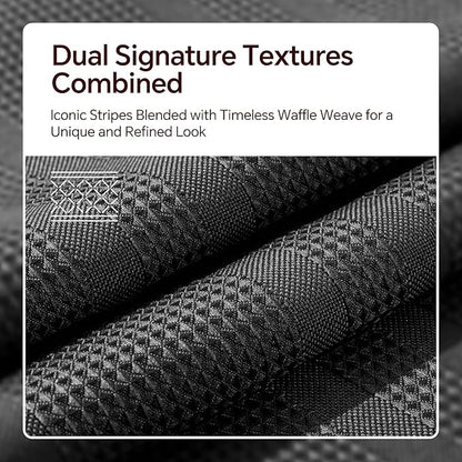 TURKIO Black Shower Curtain Waffle Weave Shower Curtain Striped Fabric Shower Curtains for Bathroom, Black Bathroom Decor