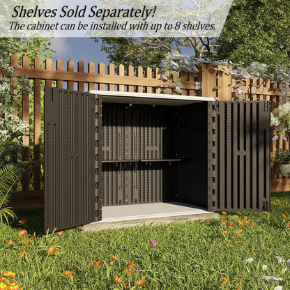 HOMSPARK Outdoor Storage Shed Weather Resistance, Patio Storage Cabinet Lockable Resin Tool Shed for Storage of Bike, Trash Cans, Garden Tools (Black, 40 Cu.ft)
