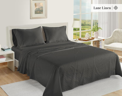 LANE LINEN Pillow Case Covers King, Set of 2, 100% Egyptian Cotton Sateen, Soft Cool & Smooth 1000 Thread Count Pillow Cases - Swiss Dot - Charcoal