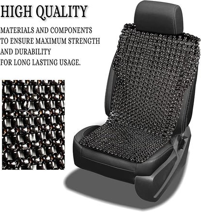 Zento Deals Bead Seat Cover Black Royal Wood Massage Cool Premium Comfort Cushion- Reduces Fatigue The Car or Truck or Your Office Chair