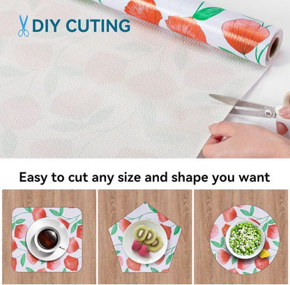2 Rolls 12" W x 120" L Floral Drawer and Shelf Liner for Cabinets, Non-Adhesive Strong Grip Non-Slip Flower Shelf Cabinet Kitchen Shelf Liners for Kitchen Cabinets