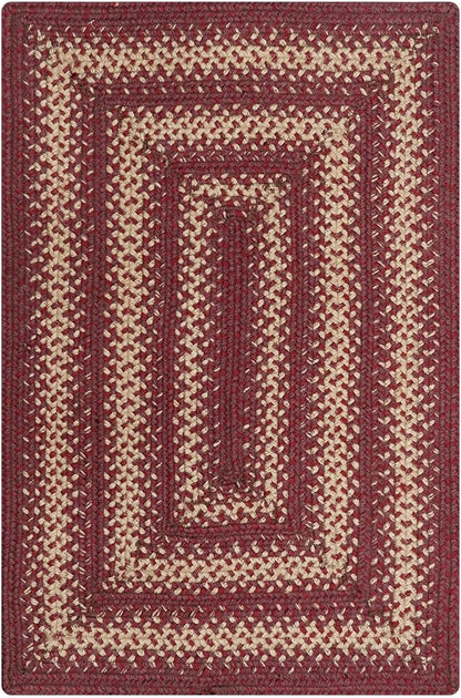 Homespice Autumn Maple Braided Area Rug 5x8' - Burgundy and Tan Braided Rugs for Dining Room and Living Room