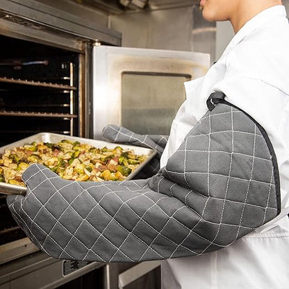 Carlisle FoodService Products 800FG24-BK BestGuard Commercial Heat Protection Up to 450° F Oven Mitts (Pair), 24" Length, Black