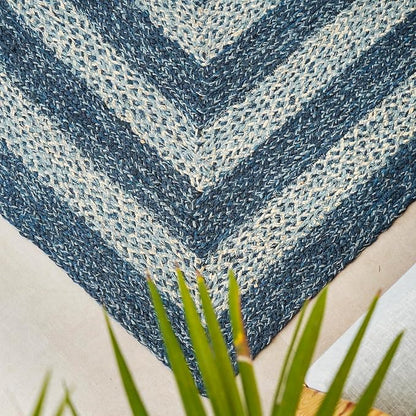 Traditional Jute Braided Runner Rug, Rustic Primitive Country Décor for Kitchen, Entryway, Hallway, Denim Blue, 2'X8'
