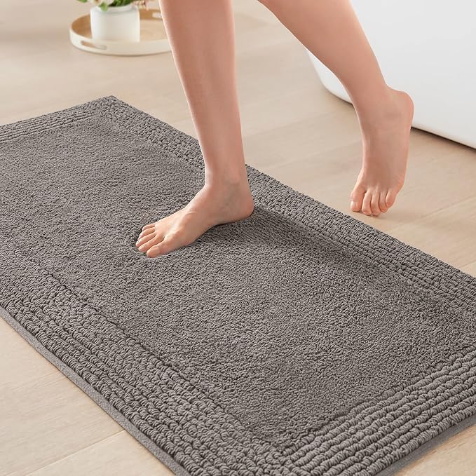 Madison Park Splendor Reversible 100% Cotton Tufted Bathroom Rug-3000 GSM Hotel Quality Luxurious Plush Medium Pile Bath Mat Absorbent, Quick Dry, Shower Room Décor, 24x44 Charcoal