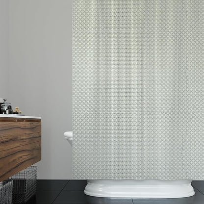 ggaimwf 60x72 Inch Solid Color Shower Curtain for Bathroom Waffle Bath Water Resistant Fabric Curtains Beige Modern Thick Shower Stall Curtain with Metal Hooks