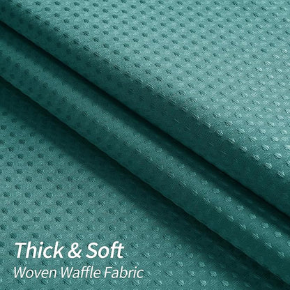MitoVilla Extra Long Shower Curtain 72 x 84, Emerald Green 84 inch XL Waffle Fabric Shower Curtains for Modern Luxury Bathroom Decor, Waffle Weave Textured Shower Curtain 84 inch, Seaweed Green