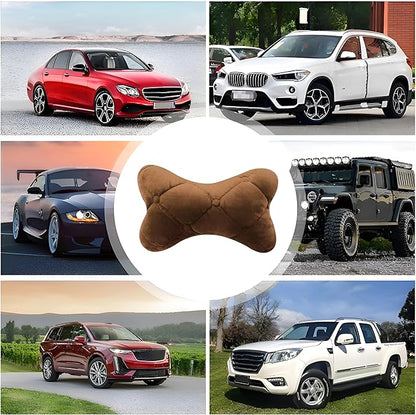 2PCS Car Headrest Pillow, Soft Comfortable Vehicle Neck Pillow Cushion, Automotive Interior Head Rest Pad Accessories for Driving Fatigue Relief, Universal for SUV, Sedan, Truck (Khaki)