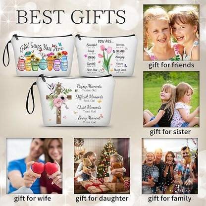 ARIOSEY Faith Based Religious Christian Godly Gifts Small Makeup Cosmetic Bag Pouch for Women Happy Moment Praise God Mothers Day