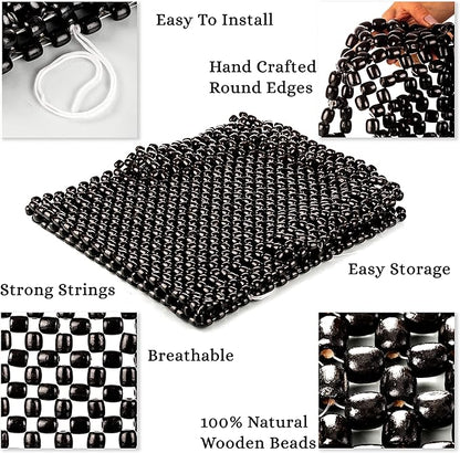 Zento Deals Bead Seat Cover Black Royal Wood Massage Cool Premium Comfort Cushion- Reduces Fatigue The Car or Truck or Your Office Chair