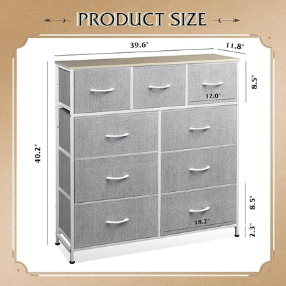 WLIVE 9-Drawer Dresser, Fabric Storage Tower