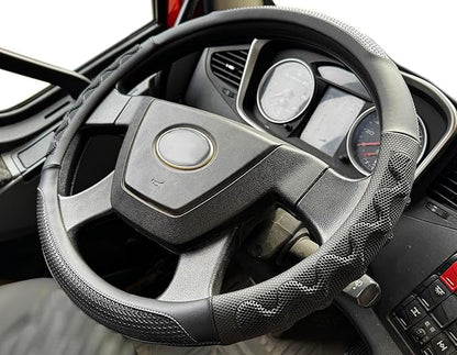 PINCTROT XL Size 17.5-18 Inch Great Grip Steering Wheel Cover for Semi Truck, Fits RV, Big Rig Trucker, 18 Wheeler and Classic Cars, Anti-Slip Design 17.5-18 Inch (All Black)