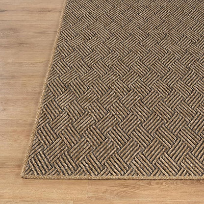 Easy Jute Rugs 8x10 Herringbone Natural Color Living Room Indoor Outdoor Area Rug for Patio and Kitchen Rug High Traffic Washable Easy to Clean Solid Boho Woven Design Carpet (8 x 10)