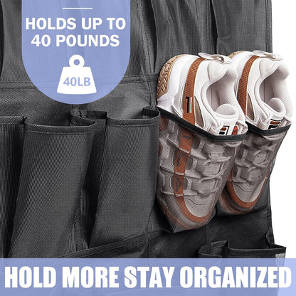Tiblue Over The Door Shoe Organizers 35 Mesh Pockets Hanging Shoe Organizer Shoe Rack For Closet Entryway Bedroom Bathroom Pantry Shoe Holder, Men Sneakers, Women High Heeled Shoes, Flip Flops Black