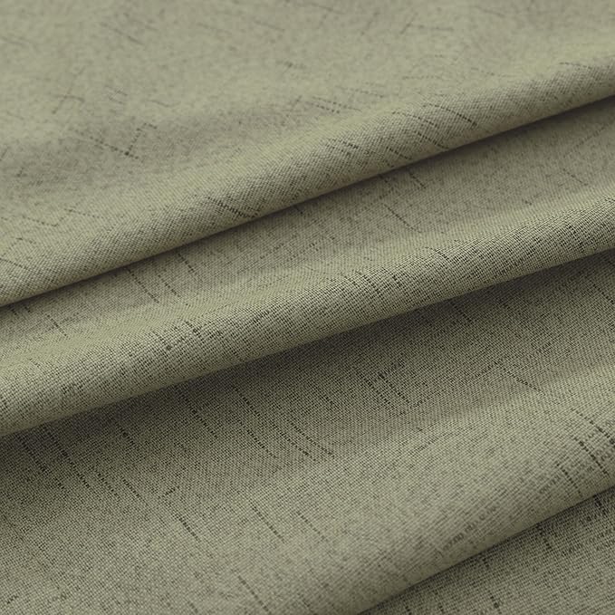 KOUFALL 52x72 Inches Long Sage Green Back Tab Linen Blackout Curtains