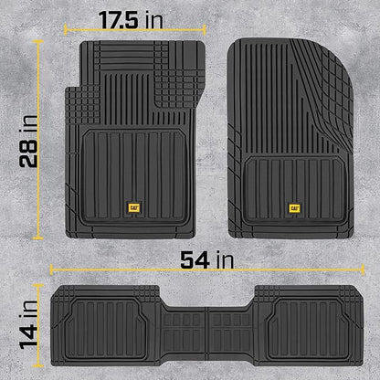CAT® Car Mats Full Set - Automotive Floor Mats & Cargo Liners & SUV Floor Mats - Car Floor Mats All Weather Trim-to-Fit Rubber Universal Car Mats & Trunk Cargo Liners Black Floor Mats for Mini-Van