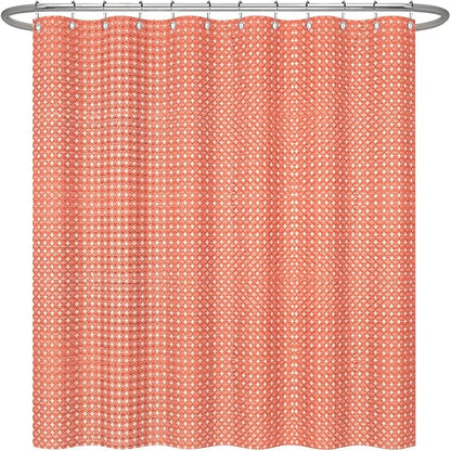 ggaimwf 36x72 Inch Solid Color Shower Curtain for Bathroom Waffle Bath Water Resistant Fabric Curtains Coral Modern Thick Shower Stall Curtain with Metal Hooks