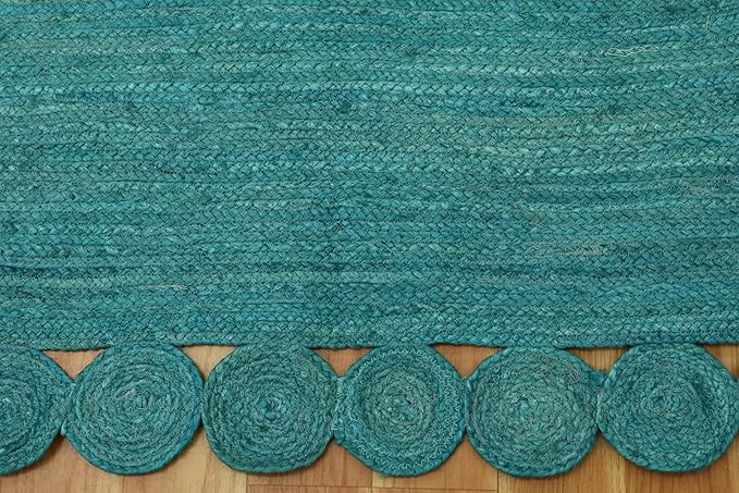 Oval Rug 10x16 Area Rug Kilim Rug Turquoise Solid Design 0.27 inches ThickIndoor Outdoor Rug Flatweave Rug High Traffic Area Lake House Bedroom Dining Room Living Room