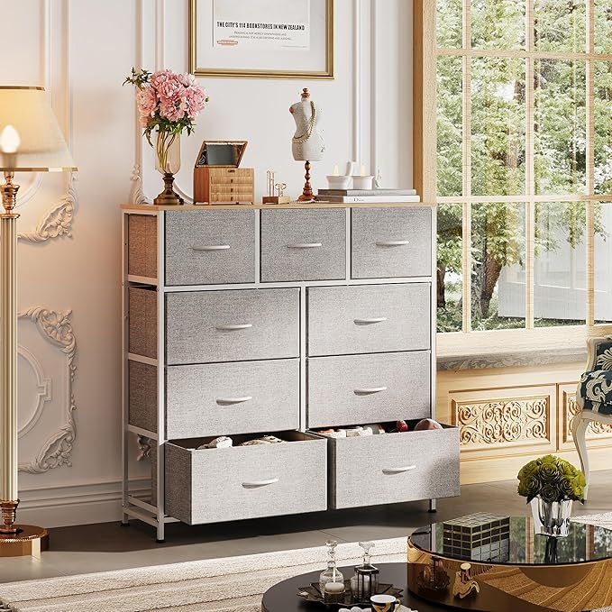 WLIVE 9-Drawer Dresser, Fabric Storage Tower