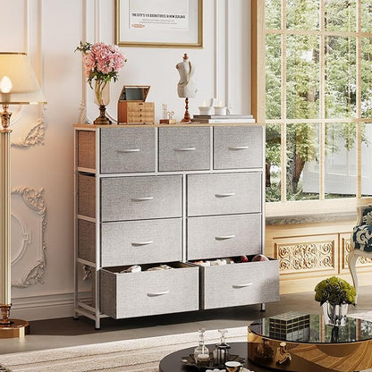WLIVE 9-Drawer Dresser, Fabric Storage Tower