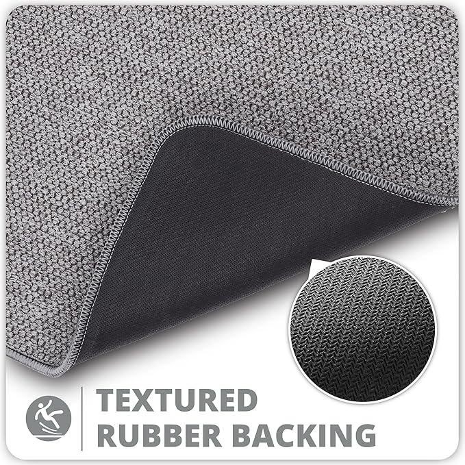 Bosap Bath Mat,Ultra Thin Bathroom Runner Rugs,Large Bath Mats for Bathroom,Quick Dry,Non-Slip,Machine Washable,Low Pile,Bath Rug,Shower Outside,Sink,Home Decor Accessories.Grey,3'x5'(36x60inch)