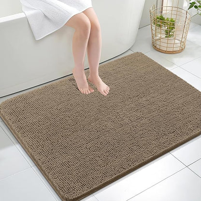 OLANLY Bathroom Rugs 40x32, Extra Soft Absorbent Chenille Bath Rugs, Rubber Backing Quick Dry, Machine Washable Bath Mats for Bathroom Floor, Tub and Shower, Home Decor Accessories, Tan