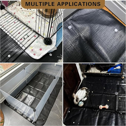 Waterproof Pet Playpen Mat, Reusable Cage Liner, Animals Habitat Protection | 1 Pack, 59"x59", Black Cage Liners for Hamsters, Ferrets, Guinea Pig, Rabbits, Bunny, Birds, and Other Small Animals