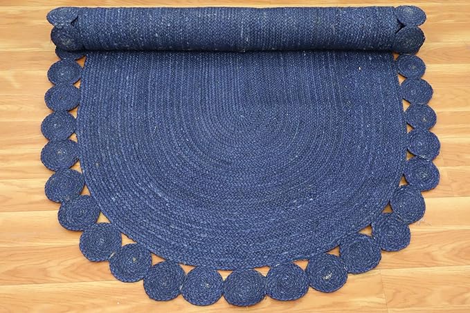 Runner - Oval Rug 3x20 Area Rug Kilim Rug Blue Solid Design 0.27 inches ThickIndoor Outdoor Rug Flatweave Rug High Traffic Area Home & Foyer Corridor Hallway & Stair Runner