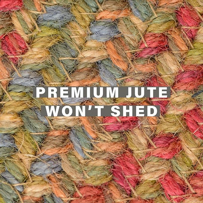 Homespice Azalea Multicolor Oval Braided Rug, Jute, 6x9' - Perfect Country Primitive Decor for Bedroom, Living Room, Everywhere