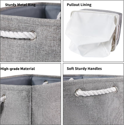 combocube 11.8 x 7.8 x 5.1 Inch Fabric Storage Bins for Shelves, Linen Storage Organizer Storage Basket with Ropes for Laundry, Home, Closet, Office, Clothes, Toys Organizer