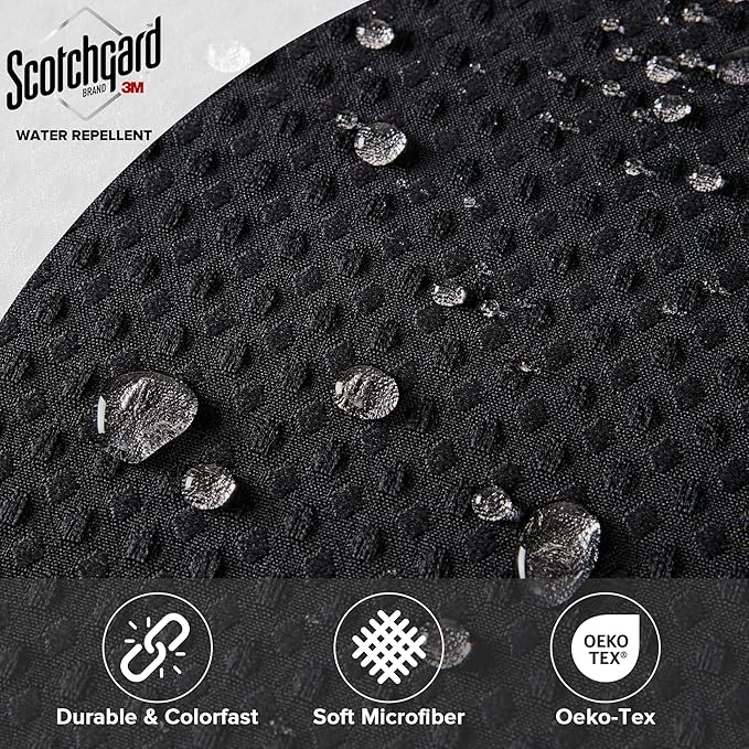 Madison Park Shower Curtain Waffle Weave, Vibrant Dyed, Waffle Shower Curtain 3M Scotchgard Moisture Management, Farmhouse Long Shower Curtains for Bathroom, Long: 72x78 Black