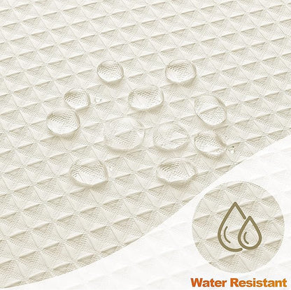 MISS SELECTEX Machine Washable Cloth Shower Curtain, Matt Waffle Durable Thick Cloth Shower Curtain for Bathroom,Premium Water Repellent Fabric Luxury Spa Hotel Shower Curtain(72Wx78H,Ecru/Beige)
