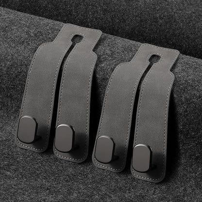 KINIVA Car Seat Headrest Storage Hooks, Set of 2, Suede PU Leather, Double Hooks (Grey)