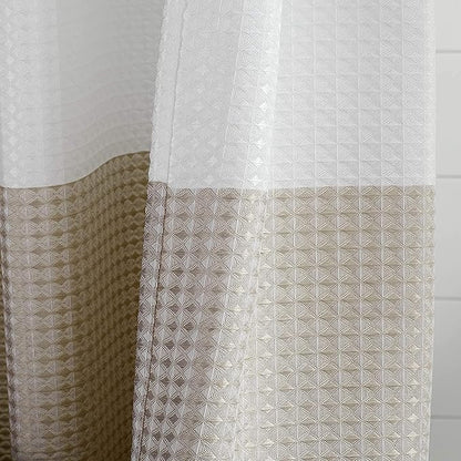 Dainty Home Bathroom 3D Textured Bath Ombre Waffle Shower Curtain Set with 12 Roller Ball Hooks, 70x72 Water Resistant Polyester Fabric. Washable, Durable, Perfect Stylish Shower Curtain Decor